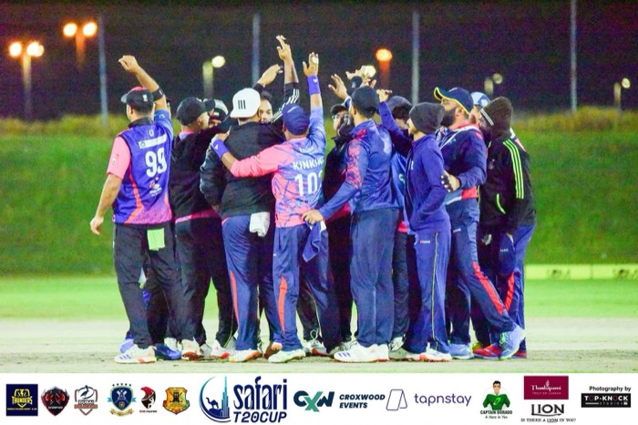 Team huddle on the field